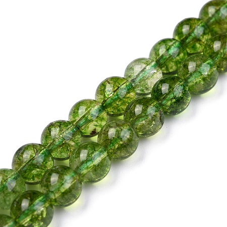 Honeyhandy Natural Quartz Crystal Beads Strands, Round, Heated & Dyed, Olive, 6mm, Hole: 1mm, about 32pcs/strand, 7.5 inch(19.05cm)