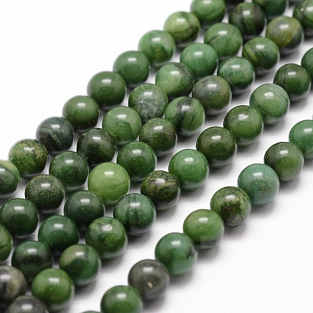 Honeyhandy Natural African Jade Beads Strands, Round, Grade A, Green, 6mm, Hole: 1mm, about 61pcs/strand, 15.3 inch