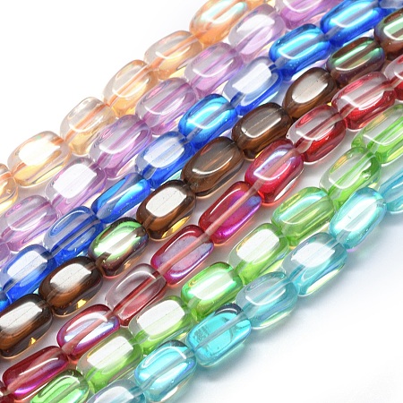 Synthetic Moonstone Beads Strands, Holographic Beads, Cuboid, Mixed Color, 11x7x7mm, Hole: 1mm; about 33pcs/strand, 14.9 inches(38cm)
