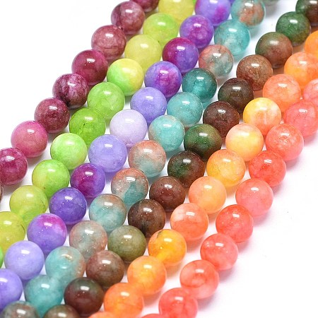 ARRICRAFT Natural Dyed Jade Beads Strands, Round, Mixed Color, 8mm, Hole: 1mm; about 46~48pcs/strand, 14.7~15.2 inches(37.4~38.5cm)