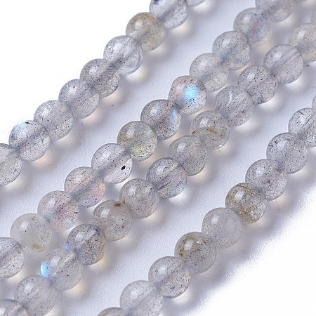 Honeyhandy Natural Labradorite Beads Strands, Round, 4mm, Hole: 1mm, about 100~101pcs/strand, 14.9~15.3 inch(38~39cm)