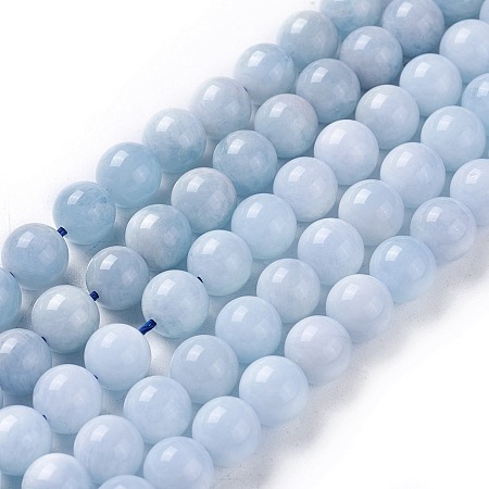 Nbeads Natural Aquamarine Beads Strands, Round, 8mm, Hole: 1mm; about 49~50pcs/strand, 15.5