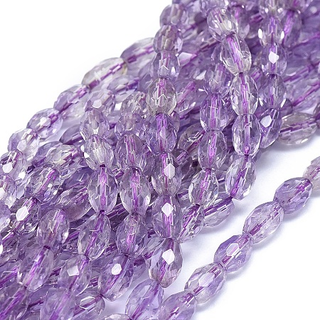 ARRICRAFT Natural Amethyst Bead Strands, Faceted, Oval, 6.5x5mm, Hole: 0.7mm, about 55pcs/strand, 15.55 inches