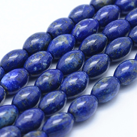 Honeyhandy Natural Lapis Lazuli Beads Strands, Grade A, Rice, 12x8mm, Hole: 1mm, about33pcs/strand, 15.7 inch(40cm)