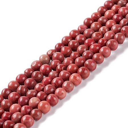 ARRICRAFT Natural Silver Line Jasper Beads Strands, Dyed & Heated, Round, Indian Red, 4~4.5mm, Hole: 1mm, about 91~98pcs/strand, 14.96~15.35(38~39cm)