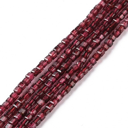 Honeyhandy Natural Garnet Beads Strands, Faceted, Cube, 2x2x2mm, Hole: 0.6mm, about 182pcs/strand, 15.16''~15.55''(38.5~39.5cm).