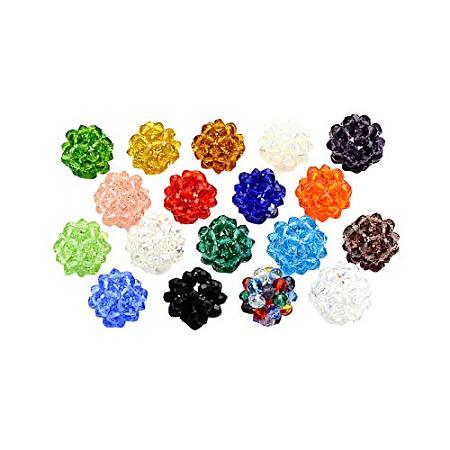 ARRICRAFT Transparent Glass Crystal Beaded Round Beads, Mixed Color, 14mm, Beads: 4mm