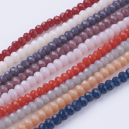 Arricraft Imitation Jade Glass Beads Strands, Faceted, Rondelle, Mixed Color, 3x2~2.5mm, Hole: 0.5mm, about 186~190pcs/strand, 17 inches