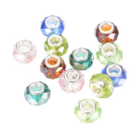 NBEADS 100PCS AB-Color Plated Crystal Glass Beads Faceted Large Hole Beads for Jewelry Making