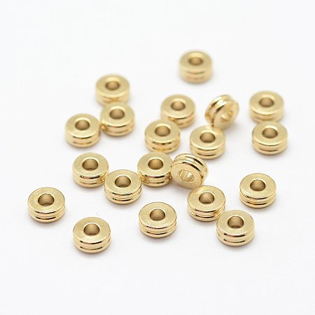 Honeyhandy Brass Spacer Beads, Flat Round, Nickel Free, Raw(Unplated), 5x2mm, Hole: 2mm