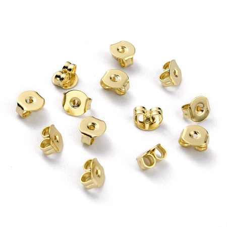 Honeyhandy Brass Friction Ear Nuts, Ear Locking Earring Backs for Post Stud Earrings, Real 24K Gold Plated, 5x5x3mm,Hole:1mm