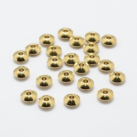 Honeyhandy Brass Spacer Beads, Rondelle, Nickel Free, Raw(Unplated), 5x2.5mm, Hole: 1mm