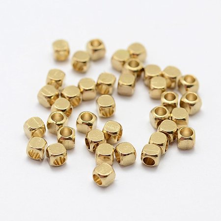Honeyhandy Brass Spacer Beads, Nickel Free, Cube, Raw(Unplated), 2.5x2.5mm, Hole: 2mm