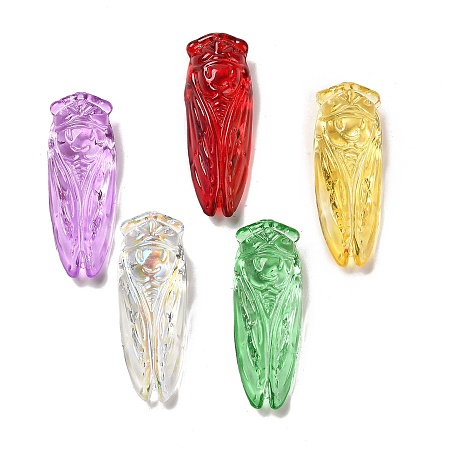 Handmade Glass Decorations, Cicada, Mixed Color, 61x22x15mm