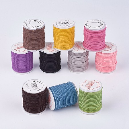 Honeyhandy Faux Suede Cords, Mixed Color, 2x1mm, about 3.28 yards(3m)/roll, 10roll/bag