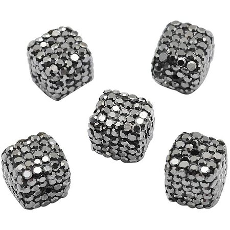 Arricraft About 10 Pcs Cube Clay Pave Disco Beads Czech Crystal Rhinestone Shamballa Charm Spacer Bead for Jewelry Making Hematite