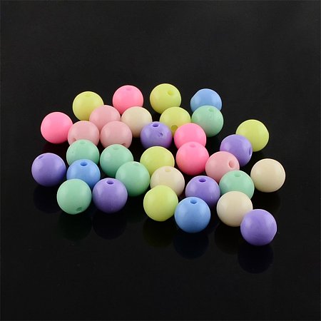 NBEADS 4500pcs/500g Solid Color Opaque Round Acrylic Beads, Mixed Color