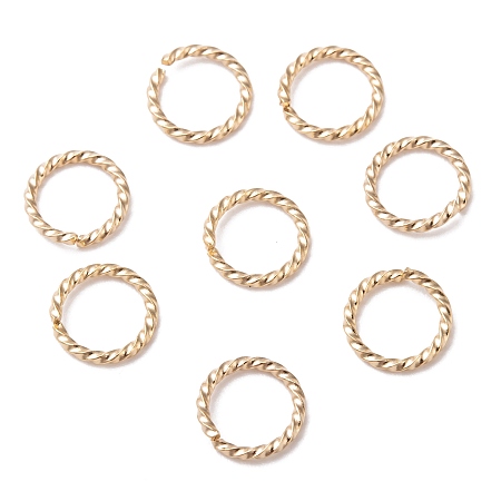 Honeyhandy 304 Stainless Steel Jump Rings, Open Jump Rings, Twisted, Real 24k Gold Plated, 18 Gauge, 6x1mm, Inner Diameter: 4mm