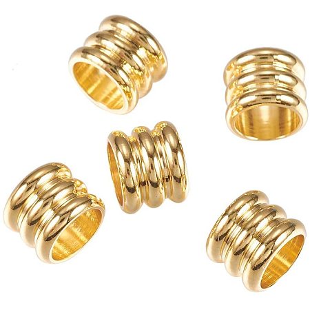 UNICRAFTALE 50Pcs Stainless Steel Beads Column Charms Golden Loose Beads for DIY Bracelet Necklace Jewelry Making 7x6.5mm, Hole 5mm