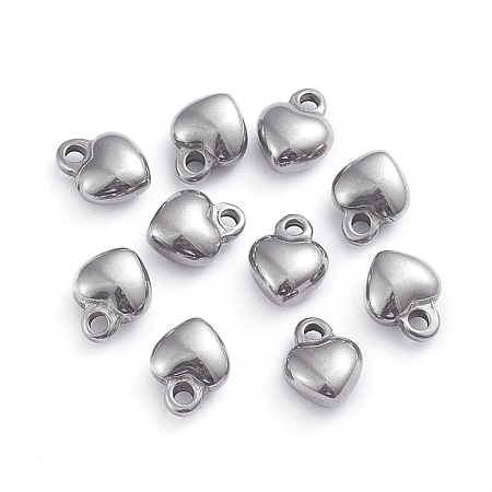 Honeyhandy 304 Stainless Steel Charms, Heart, Stainless Steel Color, 7x9x4mm, Hole: 1.6mm