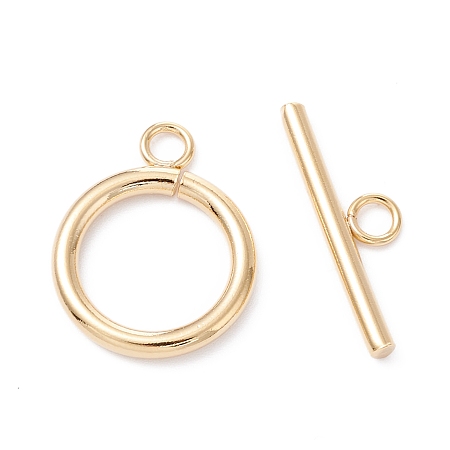 Arricraft 304 Stainless Steel Toggle Clasps, Real 18K Gold Plated, Ring: 23x18x2.5mm, Hole: 3mm, Bar: 25x7.5x2.5mm, Hole: 3mm