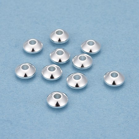 Honeyhandy 201 Stainless Steel Spacer Beads, Disc, Silver, 6x3mm, Hole: 2mm