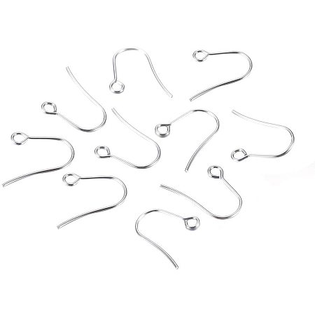 UNICRAFTALE 100pcs Stainless Steel Earring Hooks Ear Wire Metal Earwire with Loop 0.8mm Pin Fish Ear Wire for Jewelry Making 18x15x0.8mm