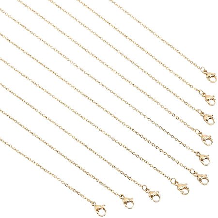 UNICRAFTALE 10pcs 40.5cm Cable Necklace Chain with Lobster Claw Clasp Stainless Steel Cable Necklace with Color of Gold Metal Chain for DIY Making Necklace Jewelry Making Width 1.6mm