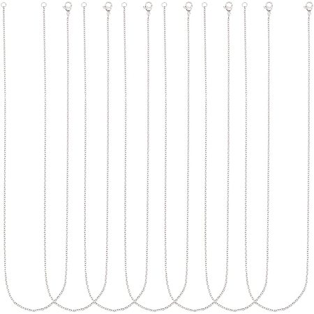UNICRAFTALE 10pcs About 17.7 Inches 304 Stainless Steel Necklace Chain with Lobster Claw Clasp Vacuum Plating Classic Plain Chain Necklace Chain in Stainless Steel Color for Men and Women