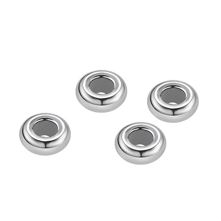 BENECREAT 4 PCS Sterling Silver Beads Round Stoppers with Rubber for Jewelry Making Handmade Bracelets Accessories Crafts Decoration - Hole Size, 0.5mm