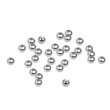 BENECREAT 60PCS Sterling Silver Round Beads Smooth Spacer Beads for Necklaces, Bracelets and Jewelry Making - 2x0.8mm