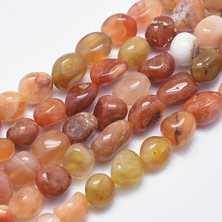 Arricraft Natural Red Agate Beads Strands, Nuggets, 6.5~13x7~8mm, Hole: 1mm, 15.5 inch(39.5cm)