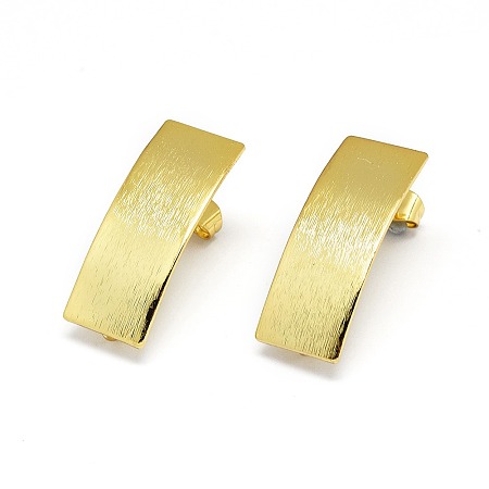Arricraft Brass Stud Earrings Findings, with Loop, Cadmium Free & Nickel Free & Lead Free, Long-Lasting Plated, Rectangle, Real 18K Gold Plated, 25.5x10x0.5mm, Hole: 2mm