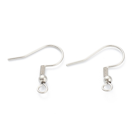 Honeyhandy 316 Surgical Stainless Steel Earring Hooks, Ear Wire, with Horizontal Loop, Stainless Steel Color, 19mm, Hole: 2mm, Pin: 0.6mm
