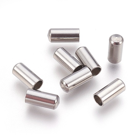 Honeyhandy 201 Stainless Steel Cord End Caps, Stainless Steel Color, 8.5x4mm, Hole: 3mm