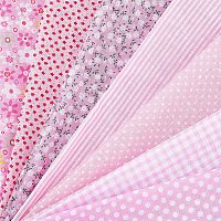 FINGERINSPIRE 7 Pcs 20x20 Inches Flower Print Cotton Fabric (Pink) Cotton Craft Fabric Bundle Squares Patchwork DIY Sewing Scrapbooking Quilting Dot Pattern