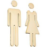 GORGECRAFT Restroom Identification Signs Men Women Brushed Bathroom Door Signage Decor Plastic Figure Set Self Adhesive Back for Business Office Restaurant (Gold)