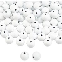 PandaHall Elite 100pcs White Wooden Beads, 24mm Round Loose Beads Smooth Painted Bead Spacers for Bracelet Necklace Jewelry, Macrame, Garland, Home Wall Hanging Decor, Hole 5.5mm
