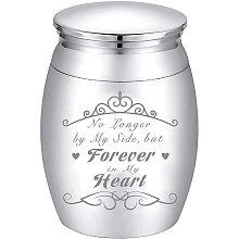 CREATCABIN Small Keepsake Urns Memorial Ashes Mini Cremation Urns Miniature Burial Funeral Urns Container Jar for Sharing Ashes 1.18x1.57inch Sliver-No Longer by My Side But Forever in My Heart