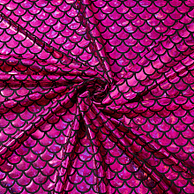 FINGERINSPIRE Sparkly Hologram Spandex Mermaid Printed Fish Scale Fabric, Stretch Fabric, Magenta, 100x150x0.03cm