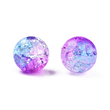 Honeyhandy Transparent Crackle Acrylic Beads, Round, Orchid, 8x7.5mm, Hole: 1.8mm, about 1700pc/500g