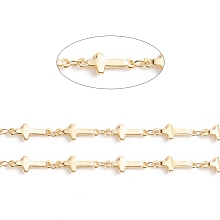 Honeyhandy Brass Sideways Cross Link Chains, with Spool, Soldered, Long-Lasting Plated, Real 18K Gold Plated, 13.5x5x1.5mm, about 32.8 Feet(10m)/roll