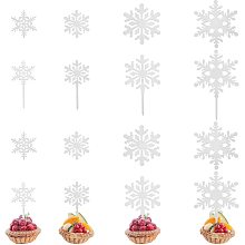 SUPERFINDINGS 32pcs Acrylic Snowflake Cupcake Toppers 2 Styles Mirror Cake Toppers Theme White Cake Inserts Decorations for Wedding Christmas Birthday Party