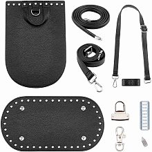 CHGCRAFT 1set DIY PU Leather Knitting Crochet Bag Accessories Leather Purse Craft Making Replacement Accessories Black Color