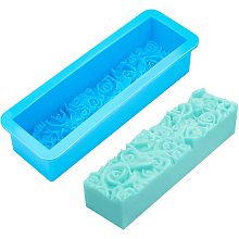 PandaHall Elite Rose Loaf Mold, Flower Silicone Soap Molds 3D Embossed Crafts Mold Rectangle Resin Casting Molds for Handmade Craft UV Resin Soap Candle Making, 9.8x3.2x2.1inch