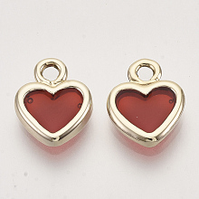 Honeyhandy Light Gold Plated Alloy Charms, with Enamel, Heart, Red, 12.5x10x2.5mm, Hole: 1.8mm