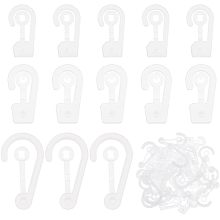 NBEADS 180 Pcs Plastic Sock Display Hooks, 3 Styles Clear Plastic J Hooks Sock Hanging Hooks Underwear Gloves Hat Packing Clip Hanger with Snap Hook for Store Retail Items Display