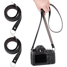 OLYCRAFT 55" Black Leather Neck Slim Camera Strap PU Leather Camera Shoulder Straps with Iron Finding for Mirrorless Camera, Digital Cameras Photographers 55x0.7x0.2