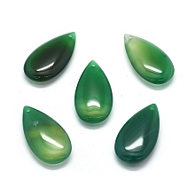 NBEADS Natural Agate Pendants, Drop, 34x18x7.5mm, Hole: 1.6mm