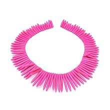 Honeyhandy Synthetic Turquoise Graduated Spike Beads Strands, Tusk Shape, Deep Pink, 20~49x4.5~5mm, Hole: 1.2mm, about 99pcs/strand, 16.9~17.7 inch(43~45cm)